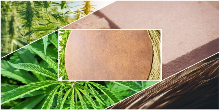 A collage of hemp and hempbased biocomposites