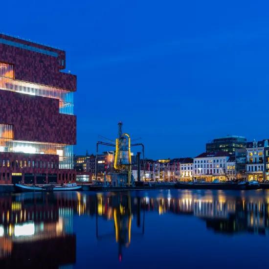 The city of Antwerp at night