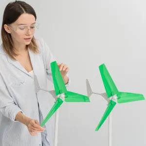 Woman showing wind energy innovation